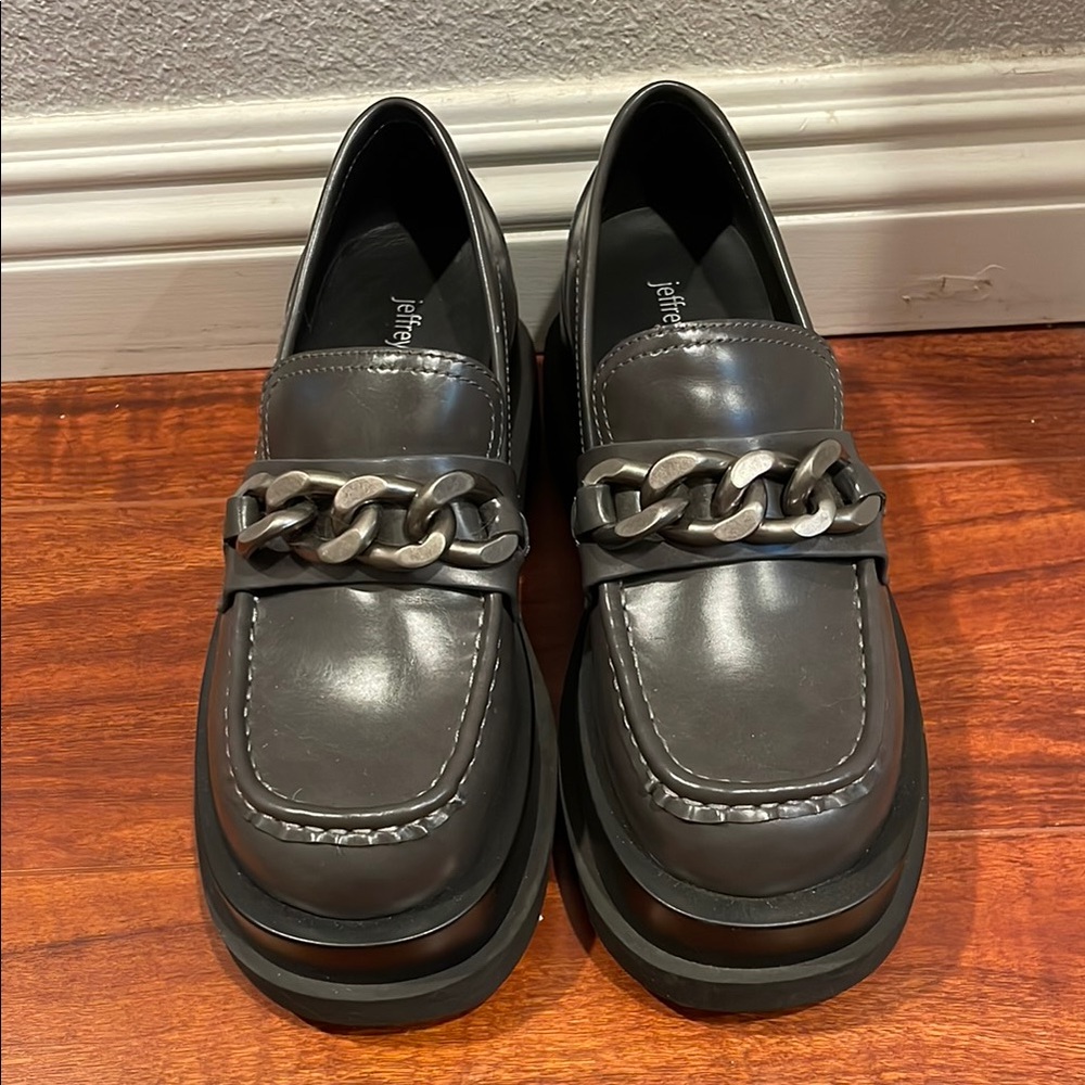 Gray Loafers with Chain Detail